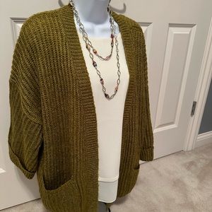 Love at First Find 3/4 sleeve olive cardigan.